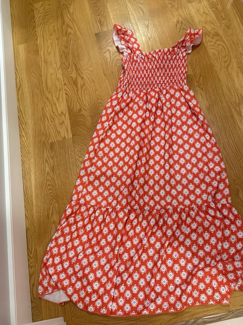 Red Floral Smocked Sundress for Girls